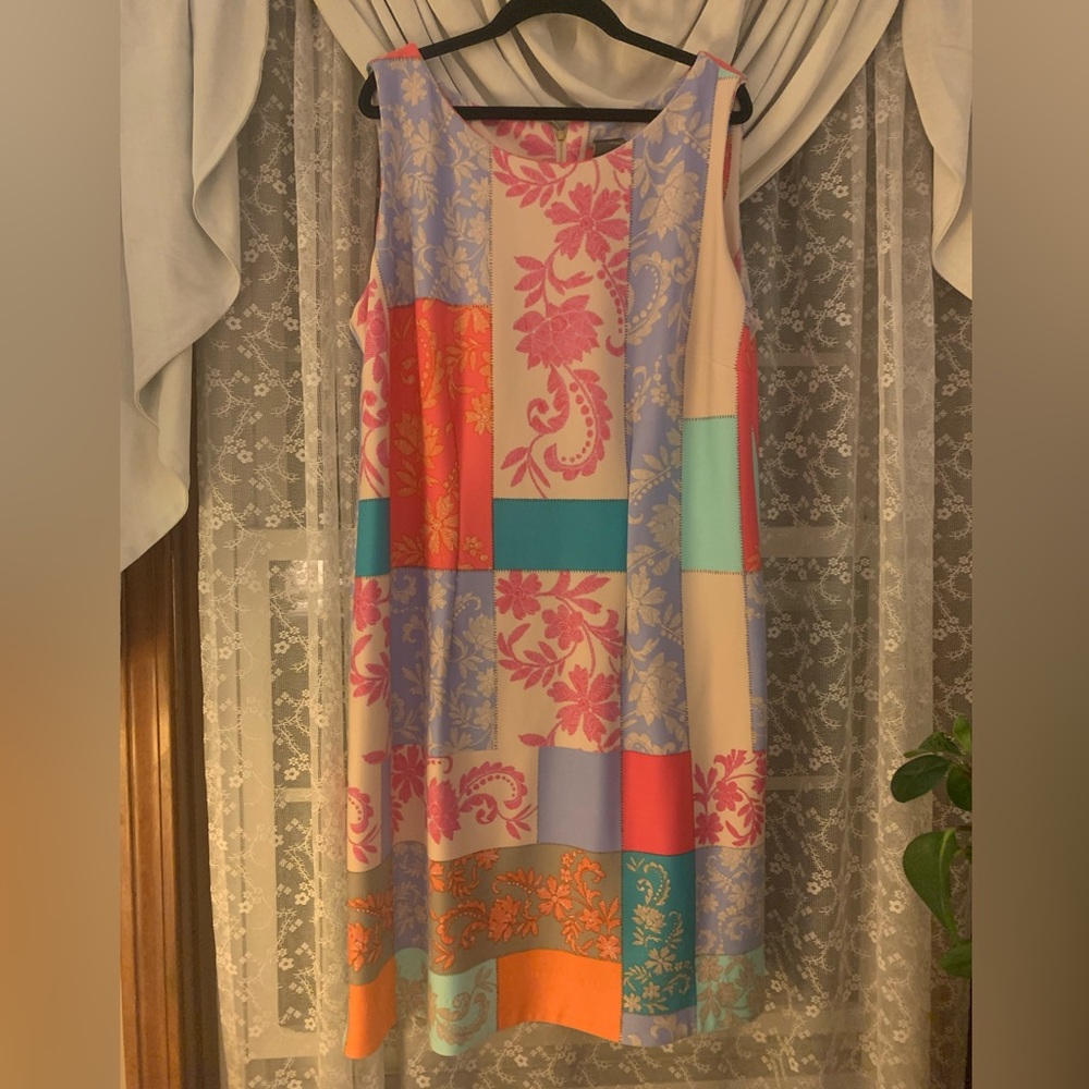 Taylor Scuba Sheath Dress In Patchwork